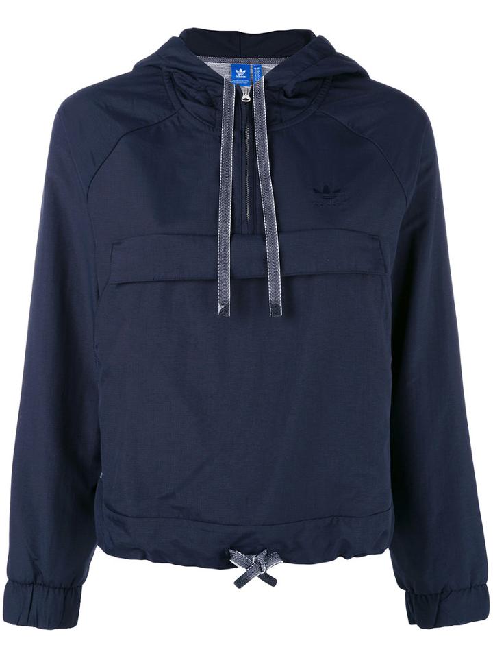 Adidas - Cropped Hooded Sweatshirt - Women - Polyester/polyamide - 38, Blue, Polyester/polyamide