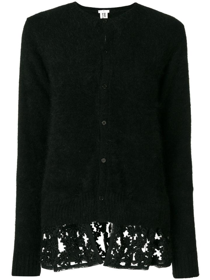 Comme Des Garçons Noir Kei Ninomiya Round Neck Lace Trimmed Cardigan -
