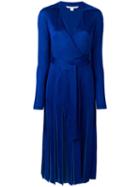 Diane Von Furstenberg Pleated Wrap Dress, Women's, Size: 8, Blue, Viscose/silk/rayon