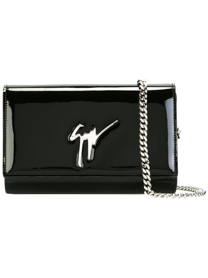 Giuseppe Zanotti Design Branded Clutch Bag, Women's, Black, Patent Leather
