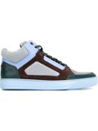 Lanvin Panelled Hi-top Sneakers, Men's, Size: 6, Grey, Calf Leather/suede/leather/nylon