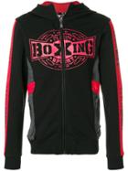 Plein Sport Boxing Print Zipped Hoodie - Black