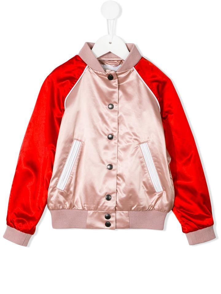 Burberry Kids Buttoned Bomber Jacket, Girl's, Size: 7 Yrs, Pink/purple