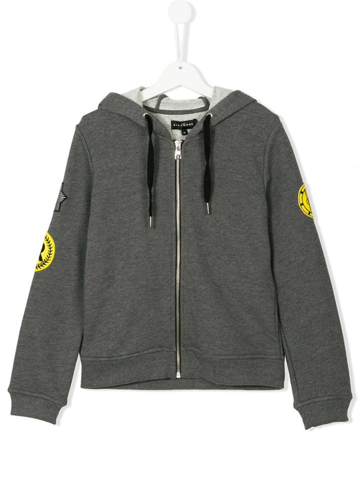 John Richmond Kids Patch Detail Hoodie - Grey