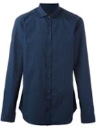 Z Zegna Micro Print Shirt, Men's, Size: Medium, Blue, Cotton