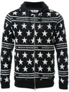 Education From Youngmachines Star Pattern Zip Up Hoodie, Men's, Size: 2, Black, Cotton/polyester