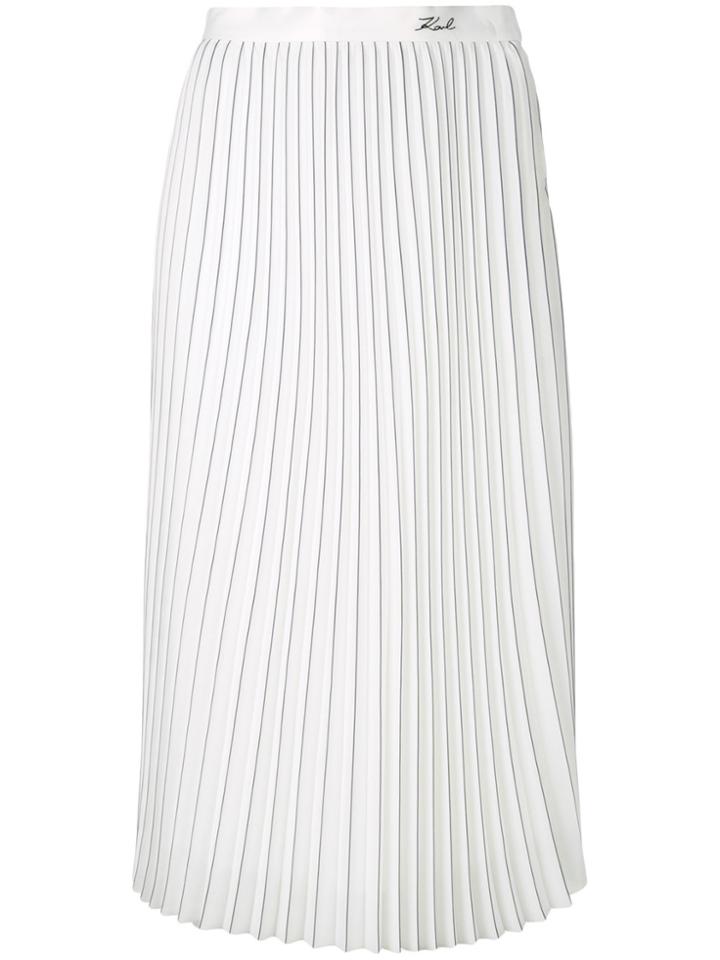 Karl Lagerfeld Pinstripe Pleated Skirt - White
