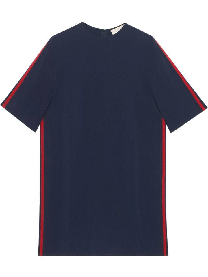 Gucci Stretch Viscose Tunic Dress With Web - Blue