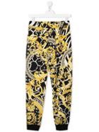 Young Versace Teen Baroque Print Trousers - Black