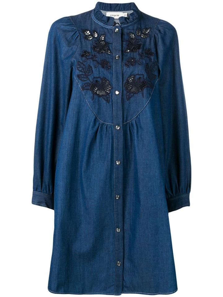 Coach Embroidered Denim Dress - Blue
