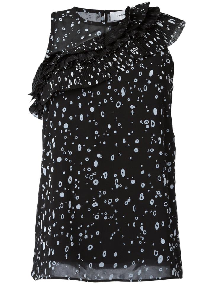 Carven Diagonal Pleated Detail Blouse - Black