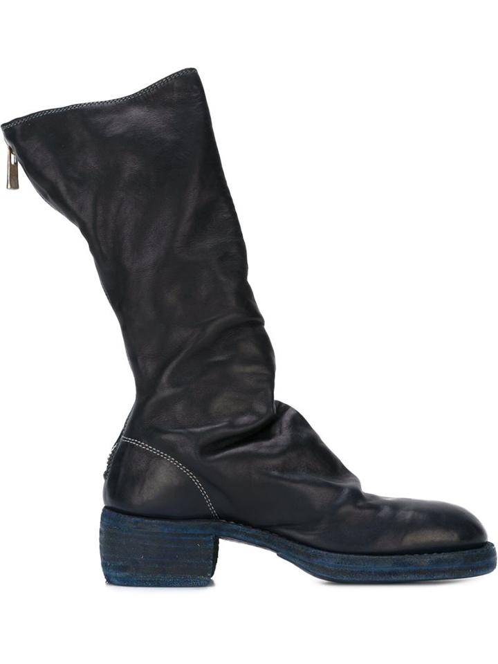 Guidi Contrast Trim Zipped Boots