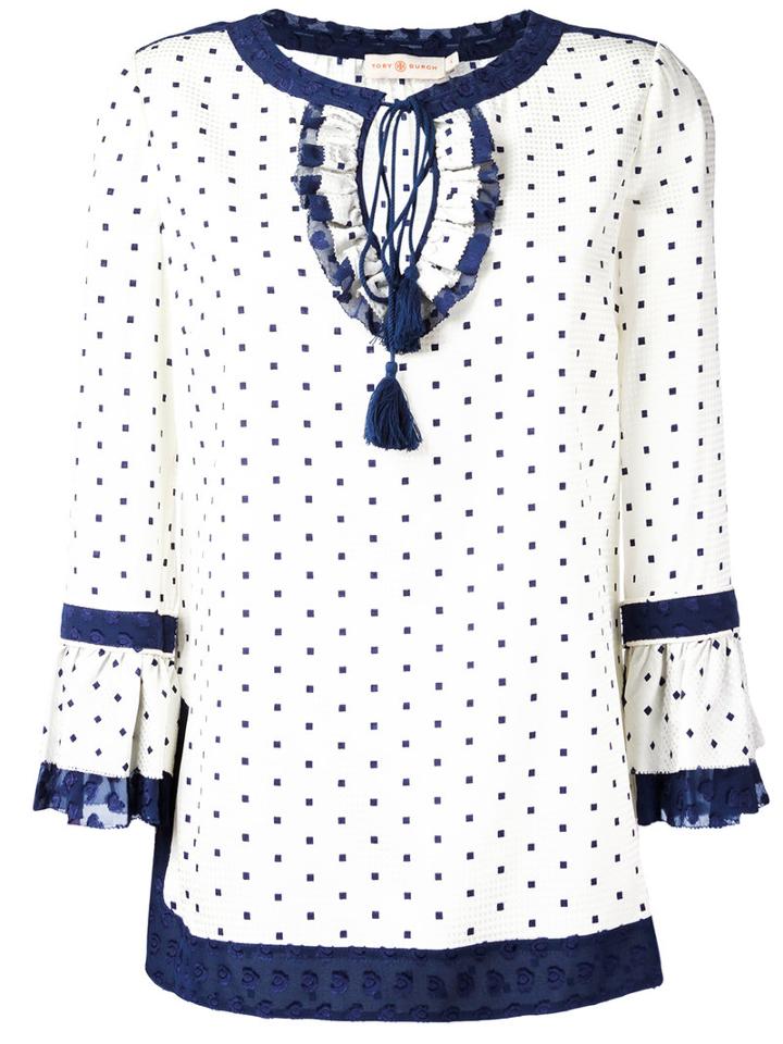 Tory Burch - Square Dot Tunic - Women - Silk/spandex/elastane - 8, Women's, White, Silk/spandex/elastane