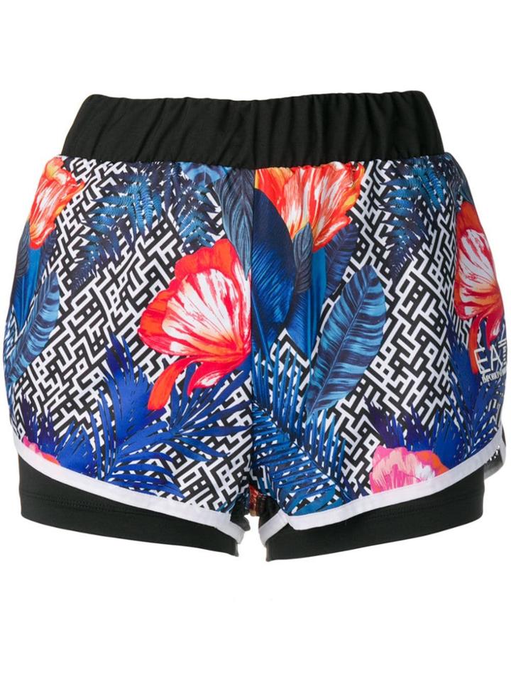 Ea7 Emporio Armani Graphic Floral Shorts - Black