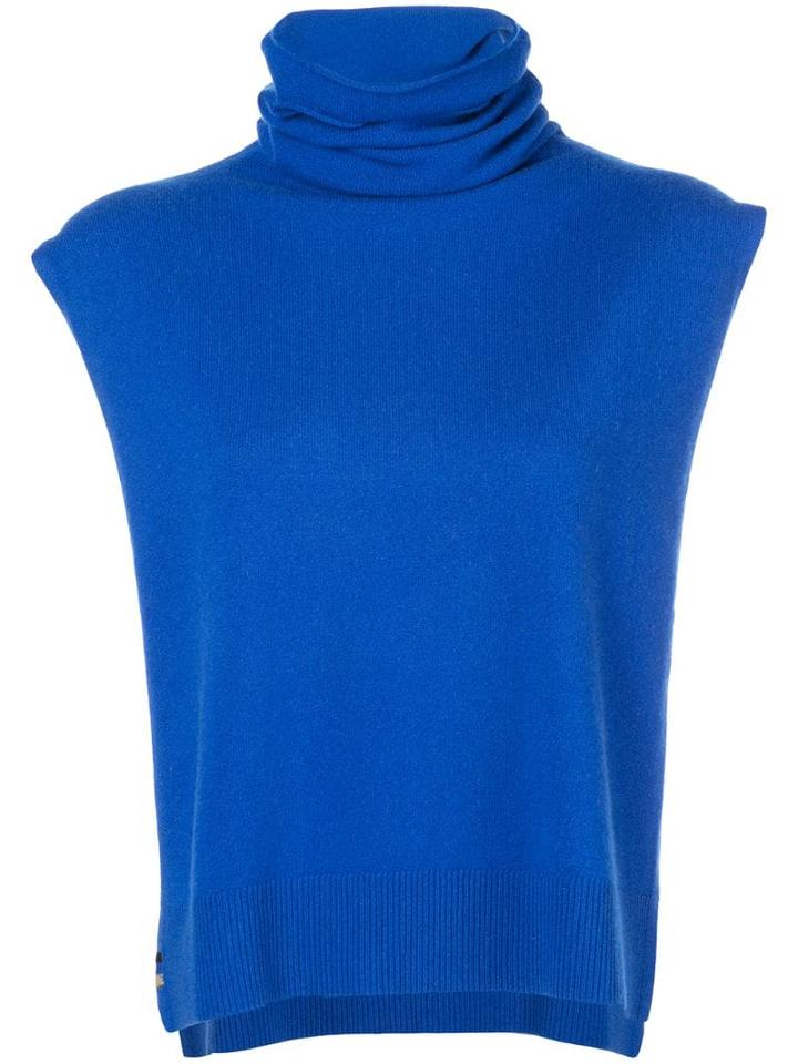 Extreme Cashmere Turtle Neck Poncho - Blue