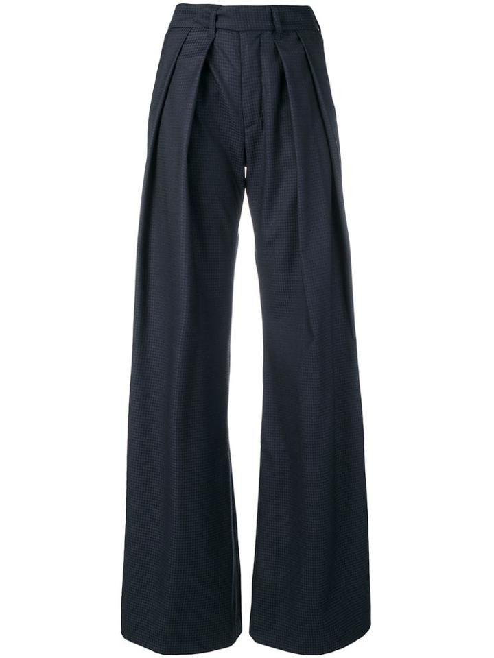 Matthew Adams Dolan Front Pleats Flared Trousers - Blue