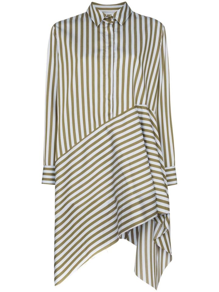 Marques'almeida Asymmetric Stripe Shirt Dress - Green