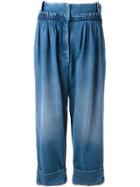 Jw Anderson Straight Fit Pleated Denim Trousers - Blue