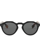 Burberry Eyewear Keyhole Round Frame Sunglasses - Black