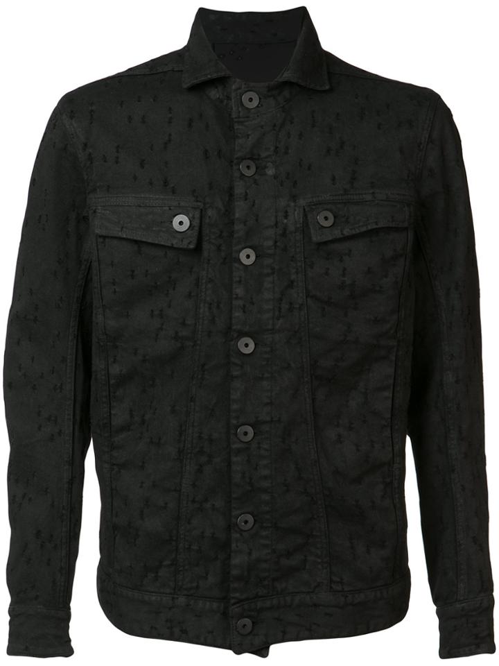 11 By Boris Bidjan Saberi Embroidered Detail Denim Jacket - Black