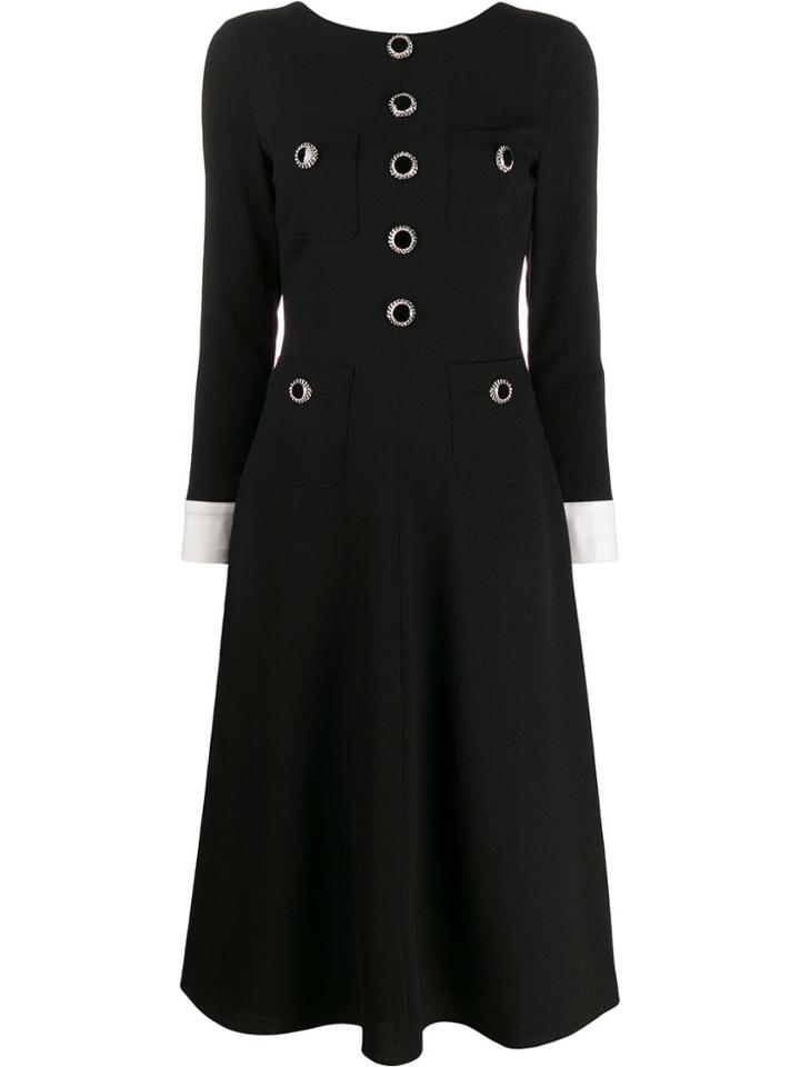 Alessandra Rich Two-tone Open-back Midi Dress - Black