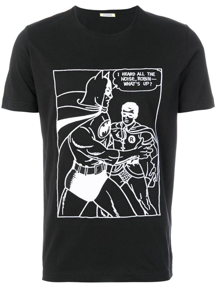 Iceberg Embroidered Cartoon T-shirt - Black