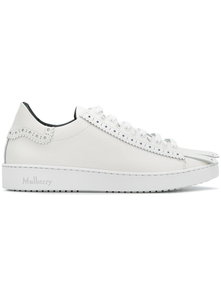 Mulberry Fringed Low Top Sneakers - White