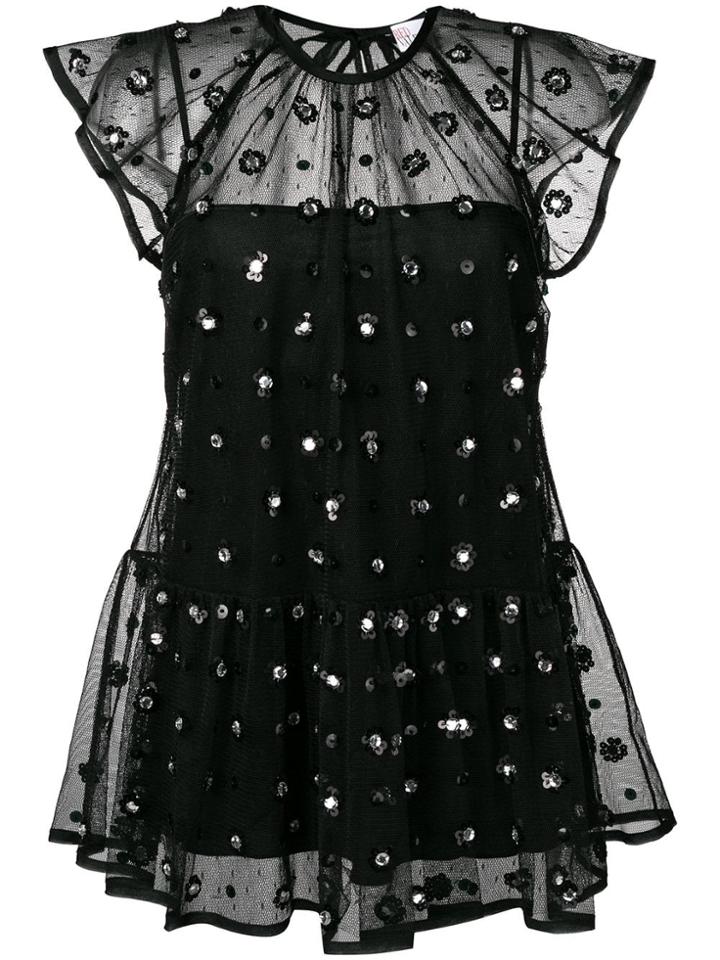 Red Valentino Sheer Embellished Blouse - Black