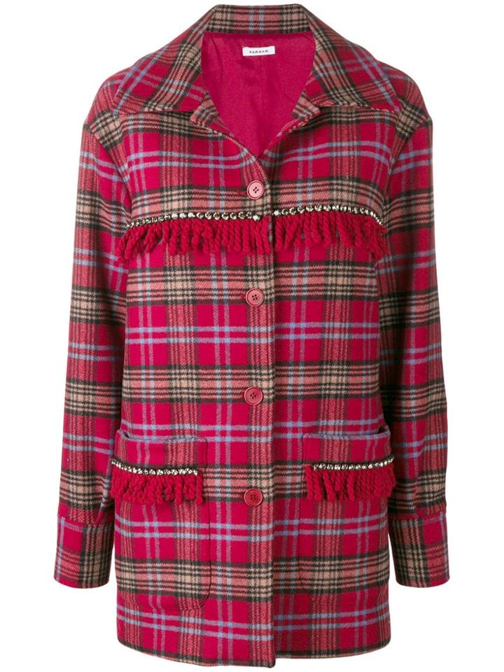 P.a.r.o.s.h. Fringed Tartan Coat - Red