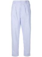 Mm6 Maison Margiela Striped Cropped Trousers - Blue