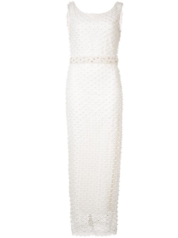 Marchesa Notte Embroidered Dress - White