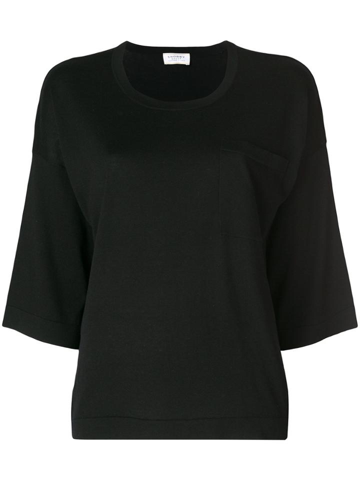 Snobby Sheep Cropped Sleeve Sweater - Black
