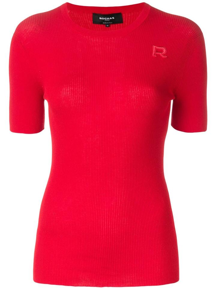 Rochas Knitted Logo Top - Red