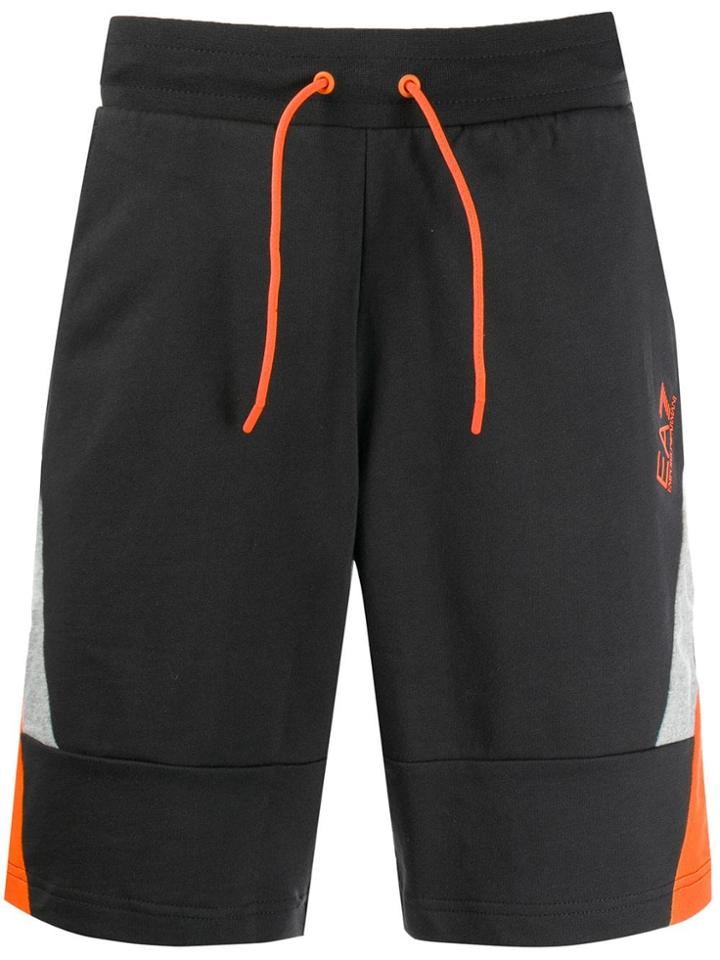 Ea7 Emporio Armani Geometric Print Track Shorts - Black