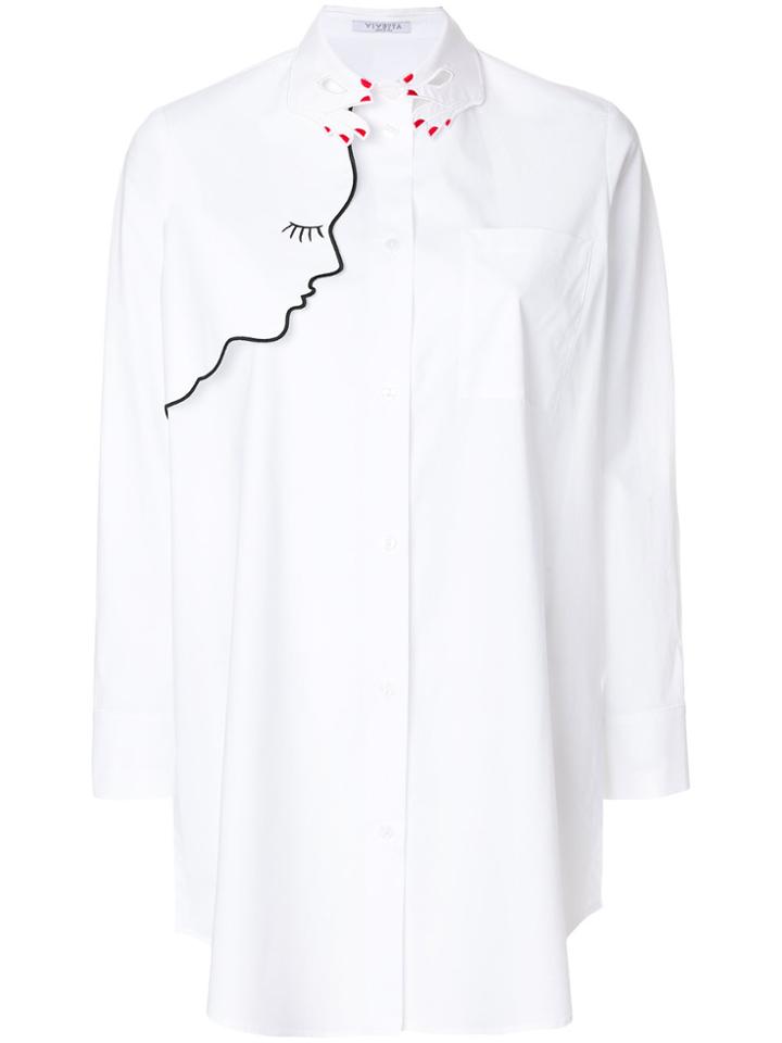 Vivetta Silhouette Embroidered Long-line Shirt - White