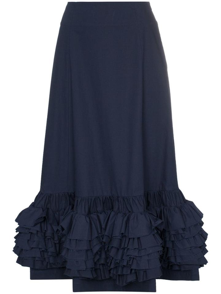 Molly Goddard Nora High-waisted Ruffle Hem Cotton Skirt - Blue