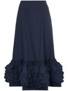 Molly Goddard Nora High-waisted Ruffle Hem Cotton Skirt - Blue