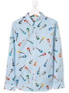 Paul Smith Junior Electric Guitar Print Shirt - Blue