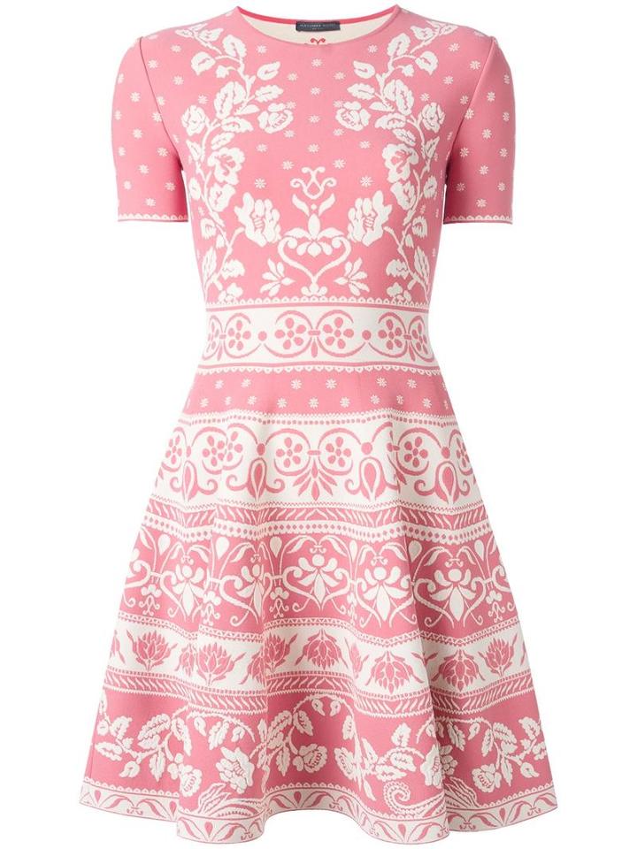 Alexander Mcqueen Flared Dress, Women's, Size: Xxs, Pink/purple, Viscose/polyester/polyamide/spandex/elastane
