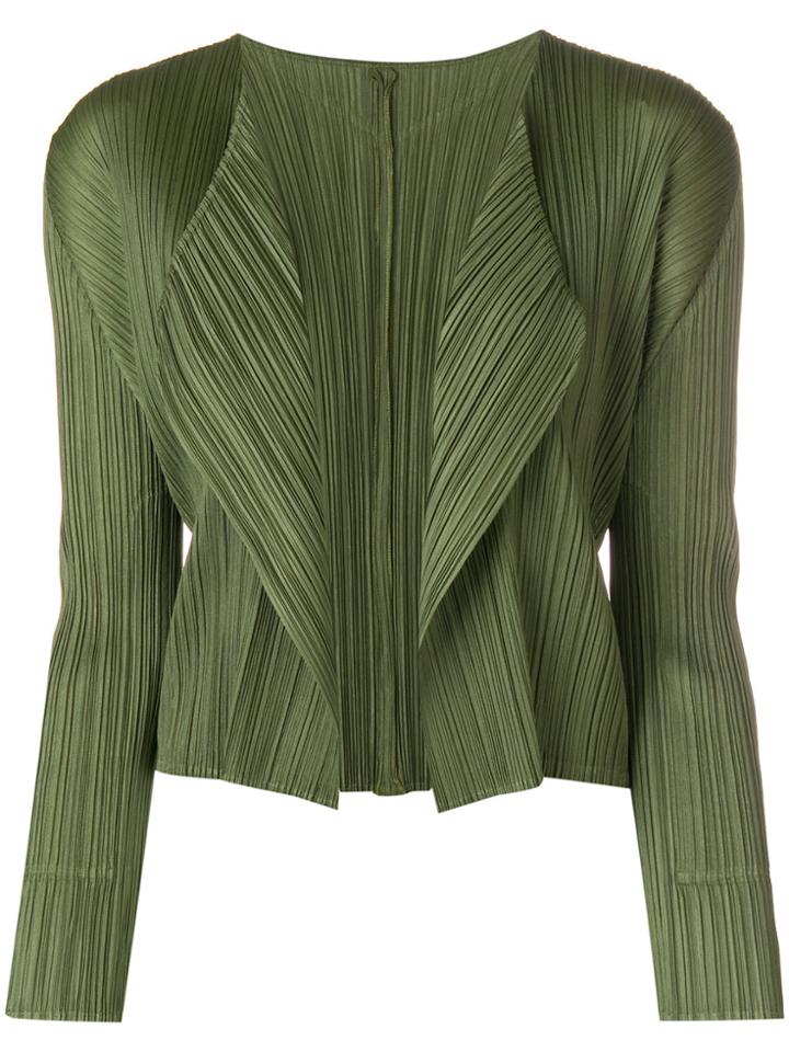 Pleats Please By Issey Miyake Short Pleated Jacket - Green