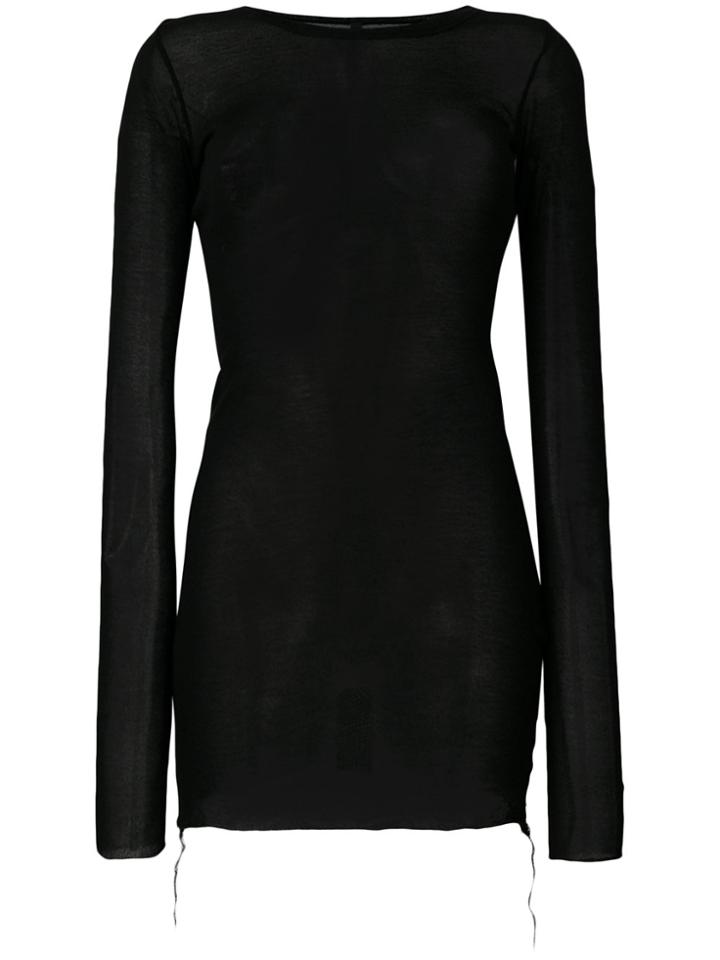 Barbara I Gongini Long-line Sheer Jumper - Black