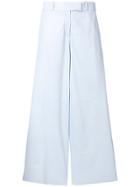 Drome Wide Leg Cropped Leather Trousers - Blue