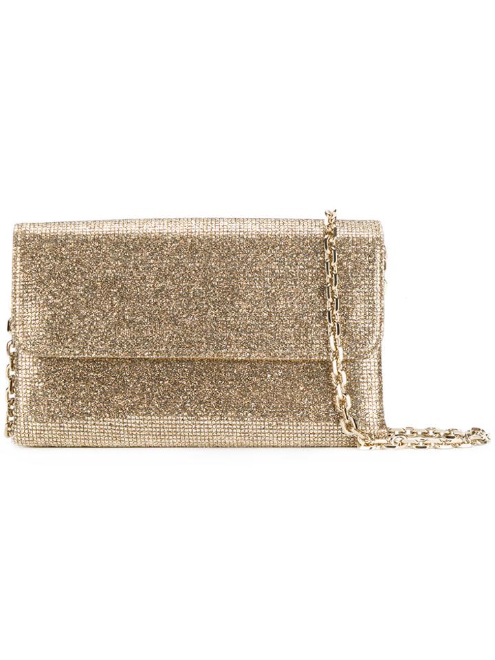 Casadei Glittered Foldover Clutch Bag - Metallic