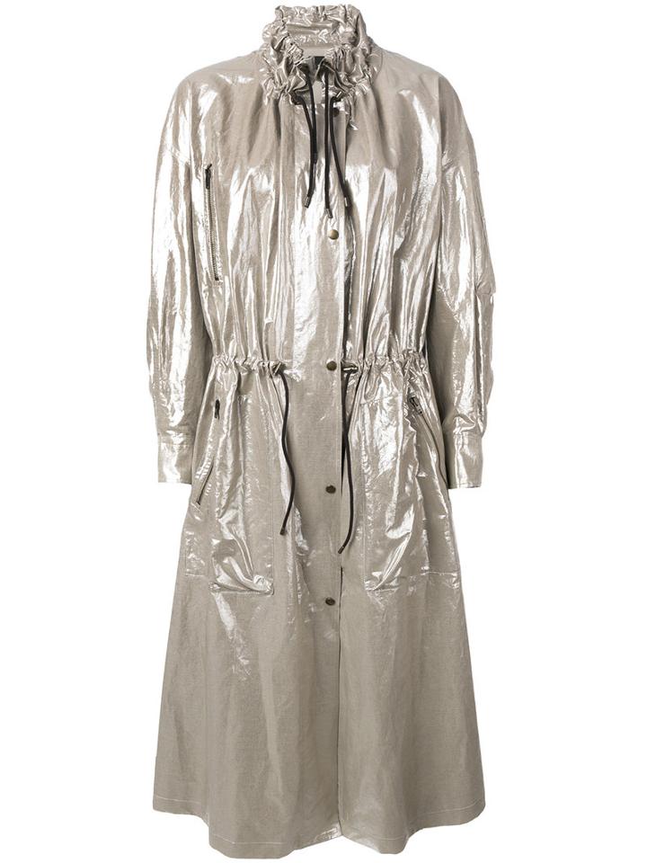 Isabel Marant - Metallic (grey) Coat - Women - Cotton/linen/flax - 40, Cotton/linen/flax