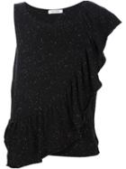Ryan Roche Asymmetric Sleeve T-shirt, Women's, Size: 2, Black, Cashmere