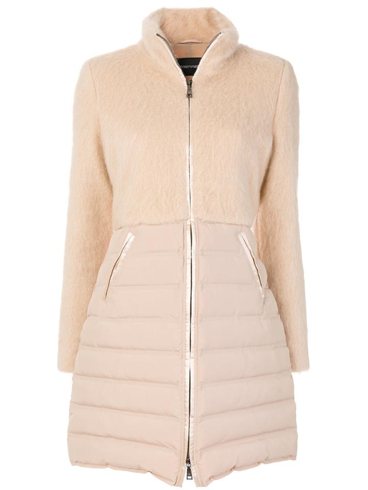 Emporio Armani Fur Effect Padded Coat - Nude & Neutrals