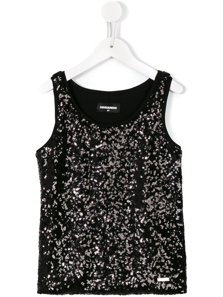 Dsquared2 Kids Sequin Embellished Tank Top, Girl's, Size: 10 Yrs, Black