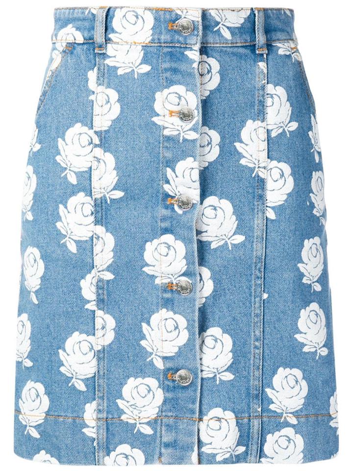 Kenzo Denim Floral Skirt - Blue