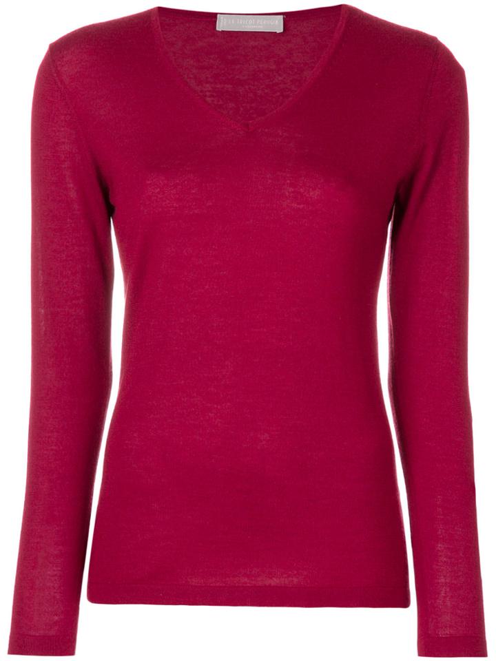 Le Tricot Perugia V-neck Jumper - Red