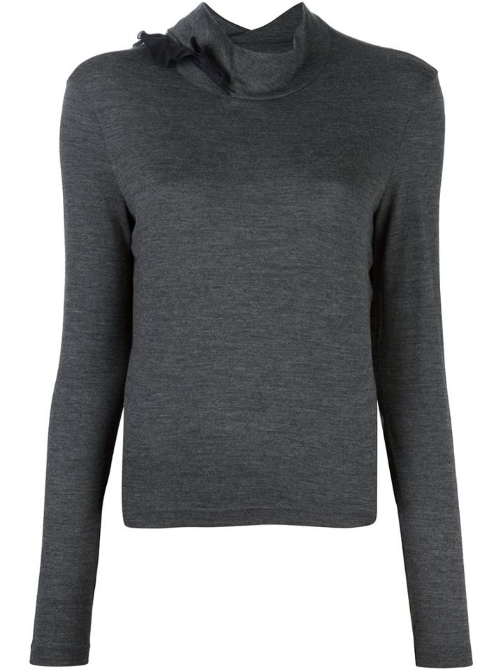 Kolor High Neck Detailing Pullover, Women's, Size: 3, Grey, Cupro/wool